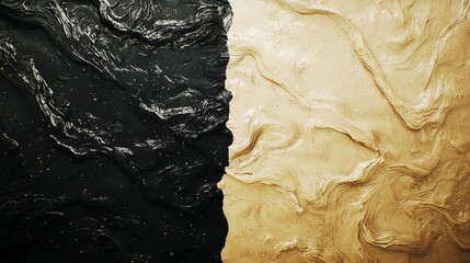 Poster - Dynamic contrast of textured black and gold artwork art studio abstract art creative environment close-up view visual harmony