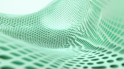 Poster - Flowing green mesh waves abstract design digital art contemporary space close-up visual innovation