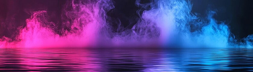 Poster - Vibrant neon smoke effects abstract setting digital art calm environment artistic viewpoint visual concept for impact
