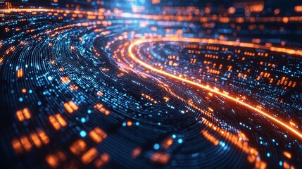 Fototapete - Dynamic data visualization digital realm abstract art tech environment futuristic viewpoint innovation concept