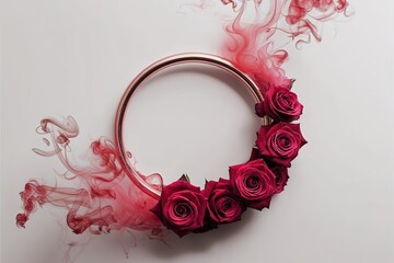 Wall Mural - elegant rose smoke ring border design on white background for stunning visuals