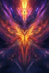 Poster - Dynamic abstract art featuring fiery colors digital creation cosmic environment surreal viewpoint visual concept exploration
