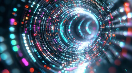 Poster - Dynamic digital tunnel exploration abstract environment futuristic design virtual space immersive experience