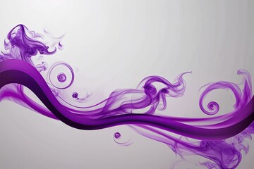 Wall Mural - elegant purple smoke swirl border on white background for design use