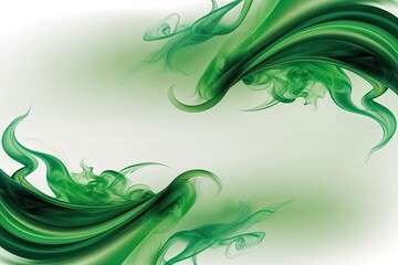 Wall Mural - abstract green smoke swirl border on white background design element