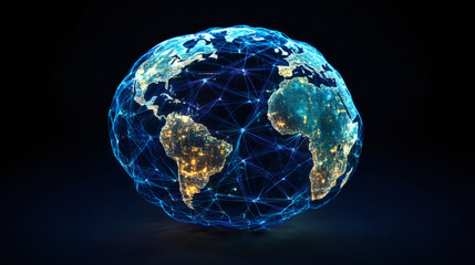 Aufkleber - City lights illuminating the rotating planet earth in a global network and internet connection