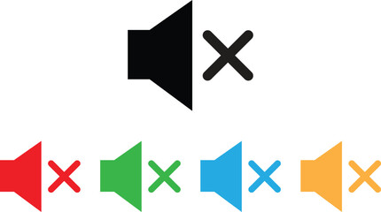 Poster - colorful volume mute icon set in different colors . speaker volume mute icon vector
