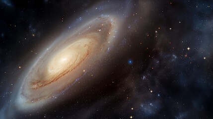Poster - fantastic space spiral of glowing particulars image. mysterious galaxy rotating in dark cosmos photo
