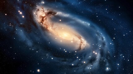 Poster - rotating spiral galaxy with shiny arms image. glowing spiraling formation in starry space photograph