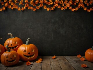 Wall Mural - Halloween-themed backdrop featuring pumpkins.