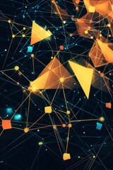Poster - Vibrant orange and blue geometric shapes in a dynamic design by generative AI