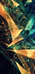 Poster - Geometric abstract design featuring vibrant orange and blue shapes. Generative AI
