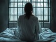 © Dari - Sad Woman Sitting by Barred Window in Room - Mental Health