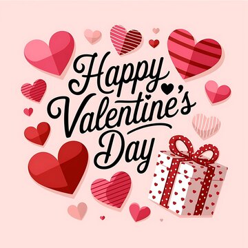 Happy Valentine's Day banners with gift boxes, heart