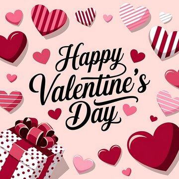 Happy Valentine's Day banners with gift boxes, heart
