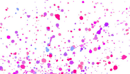 Poster - Vibrant paint splatters in shades of pink, purple, blue, and magenta on a transparent background, adding energy and fun to designs