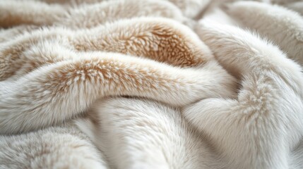 close-up of a minimalistic faux fur texture with soft, wavy patterns and a blend of cream and light 