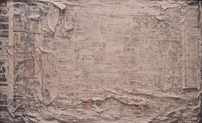 Poster - Paper with a lot of writing on it. The writing is in different colors and sizes. The paper is torn and crumpled