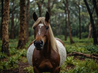 Wall Mural - Horse in the woods in Hawaii.