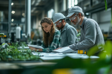 Aufkleber - Collaborative engineering team enhances innovation in a busy workspace