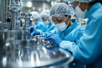 Poster - Quality control team inspecting equipment in a modern facility
