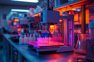 Aufkleber - Futuristic printing lab showcasing advanced technology and vibrant lighting