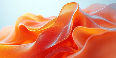 Poster - flowing orange fabric creates a vibrant and textured visual composition under soft lighting