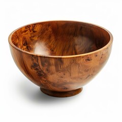Poster - empty wooden bowl standing on white background