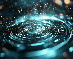 Fototapete - Ai generated visualization of radiant particles creating ripples in a digital environment abstract conceptual art science