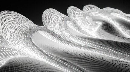 Aufkleber - Abstract White Wave Pattern Digital Art