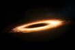 © A2Z AI  - Supermassive black hole in space, isolated on a plain black background, with swirling accretion disk and intense gravitational pull, representing the mysterious and powerful forces of the universe