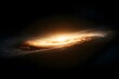 © A2Z AI  - Supermassive black hole in space, isolated on a plain black background, with swirling accretion disk and intense gravitational pull, representing the mysterious and powerful forces of the universe