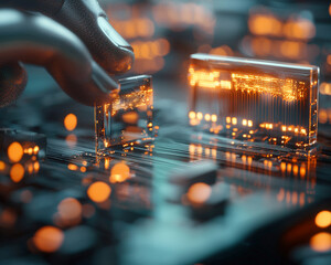 Poster - Ai generated technology innovation digital circuit board macro photography futuristic environment close-up viewpoint artificial intelligence concepts