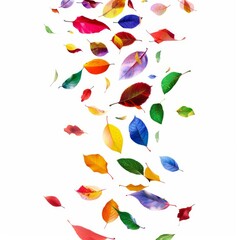 Poster - colorful autumn leaves falling on white background
