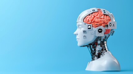Poster - An AI-driven digital head with human features, representing cutting-edge technology and intelligence in today's digital world.