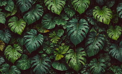 Aufkleber - Large green leafy plant with many leaves. The leaves are green and have holes in them