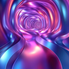 Poster - Vibrant neon tunnel journey abstract art digital design surreal environment immersive viewpoint visual concept