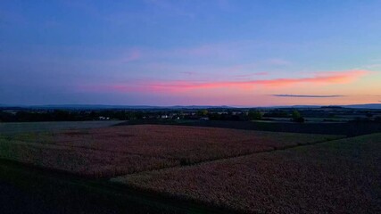 Wall Mural - Sunset in the Auvergne region (France)