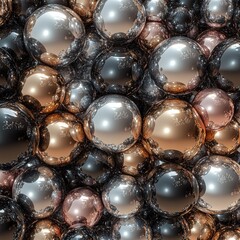 Poster - Dynamic metallic spheres abstract art digital generation creative space close-up view visual conceptualization