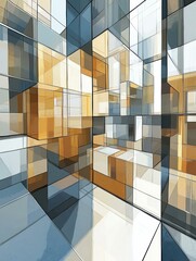 Poster - Abstract geometric glass structure. AI.