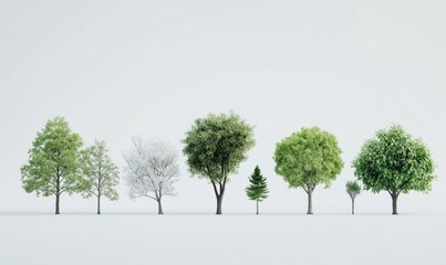 trees displayed against a clean white background, ideal for design projects and digital illustration