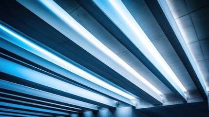 Poster - Abstract Concrete Structure With Bright Blue Lighting