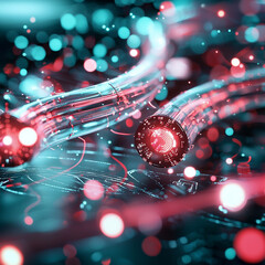 Fototapete - Ai-generated light trails digital realm abstract art dynamic environment futuristic viewpoint technology concepts