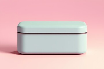 Aufkleber - A light teal rectangular box with a silver rim sits on a pink background