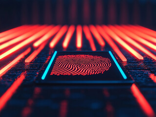 Poster - Ai generate fingerprint technology showcase digital environment visual content futuristic perspective innovation insights