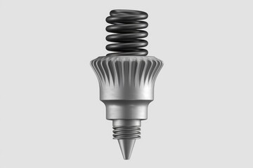 Poster - A 3D model of a metallic object with a spring and a threaded base
