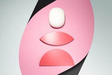 Aufkleber - Abstract image with pink and white shapes on a pink background
