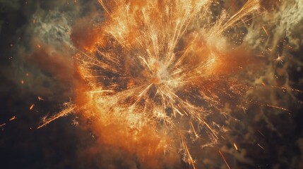 Poster - A firework exploding in the air, surrounded by smoke