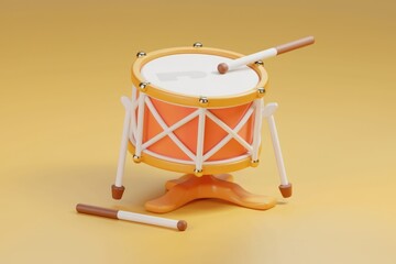Poster - A cute cartoon style drum with sticks  featuring a letter P on its surface