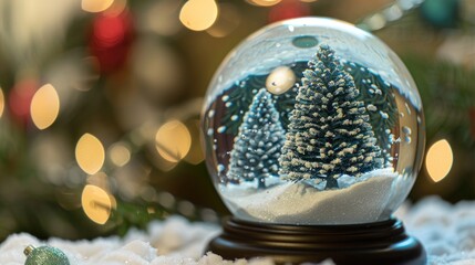 Poster - A snow globe sits atop a snowy surface, evoking winter wonder and serenity